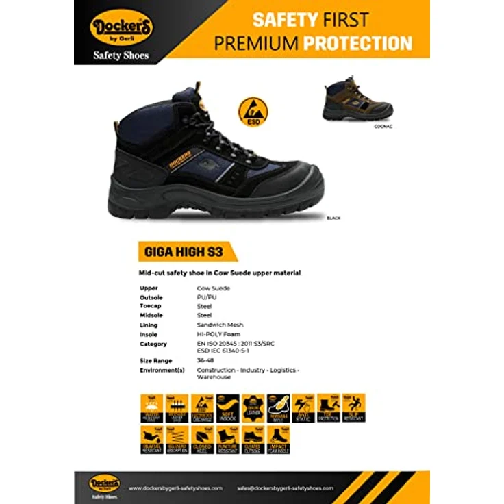 Dockers by Gerli Dockers Giga High S3 Sicherheitsschuh mit robuster Stahlkappe und stylischem Design – Bild 8