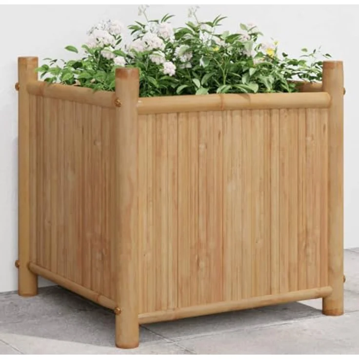 vidaXL Pflanzkübel, Hochbeet für Garten Balkon Terrasse, Pflanzkasten Blumenkasten Erhöhtes Design, Blumenkübel Pflanzbeet Gemüsebeet, Bambus – Bild 2