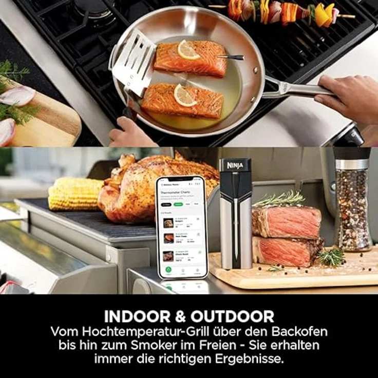 Ninja ProChef Kabelloser Temperaturfühler/Bratenthermometer, 50m Bluetooth-Reichweite, 30h Batterielaufzeit, App-Verbunden, Hitzebeständig, Wasserdicht, WP100EU – Bild 4