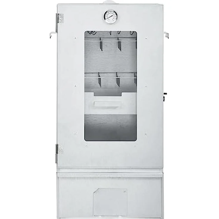 vidaXL Holzkohlegrill Räucherofen Smoker Räucherschrank Grill Räuchern mit Tisch Verzinkter Stahl, inkl. Thermometer und Ablageflächen – Bild 2