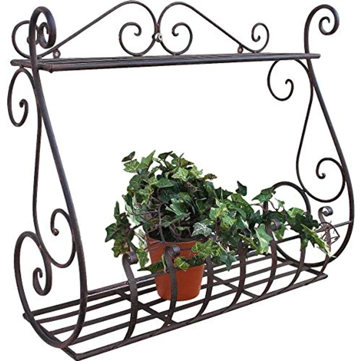 DanDiBo Wandblumenhalter Metall Schwarz 50 cm Wandregal Sebino Blumenständer Blumenregal Wandtopfhalter mit zwei Ablageflächen – Bild 5