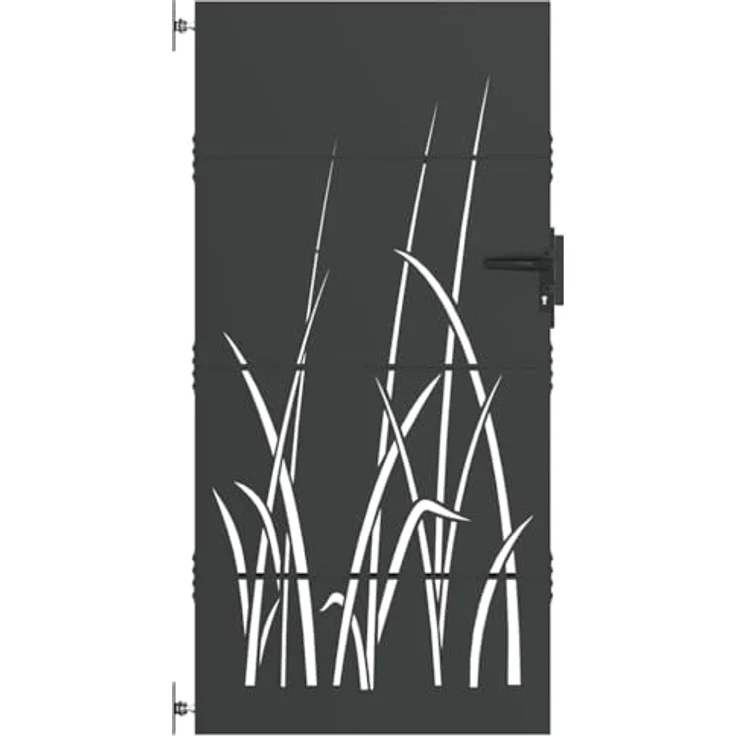 vidaXL Gartentor Schwarz, 105 x 175 cm, Pulverbeschichteter Stahl, Moderne Laserschneide-Design, Rostbeständig, Einfache Montage – Bild 1