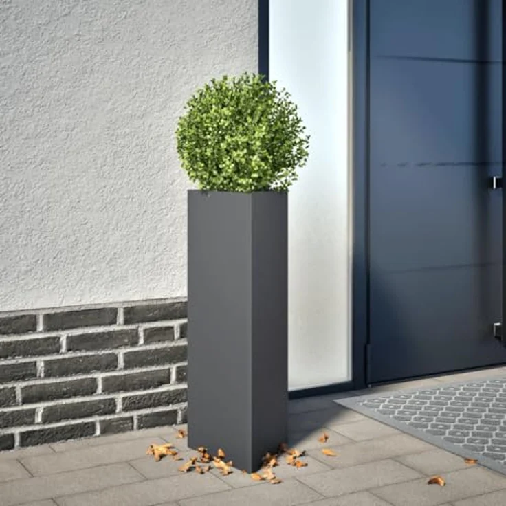 vidaXL Pflanzkübel Anthrazit Dreieckig 30x26x75 cm Stahl mit Unkraut- und Schädlingsschutz – Bild 2