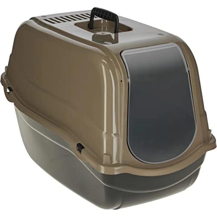 Kerbl Pet Katzentoilette Emma Eco braun/schwarz, 57x39x41 cm - Umweltschonend aus 100% recyceltem Kunststoff, inkl. Tür und Geruchsfilter – Bild 1