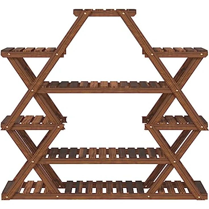 vidaXL Blumenständer, Pflanzständer 110x25x105 cm Karbonisiertes Braun Massivholz Tanne – Bild 5