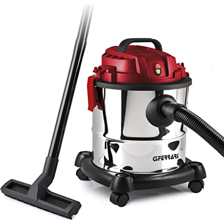 G3 Ferrari G90028 Fusto Red G9002802, Nass- und Trockensauger mit hoher Saugkraft 18 kPa, 20 Liter Fassungsvermögen, Edelstahl/Rot 1000 W – Bild 1