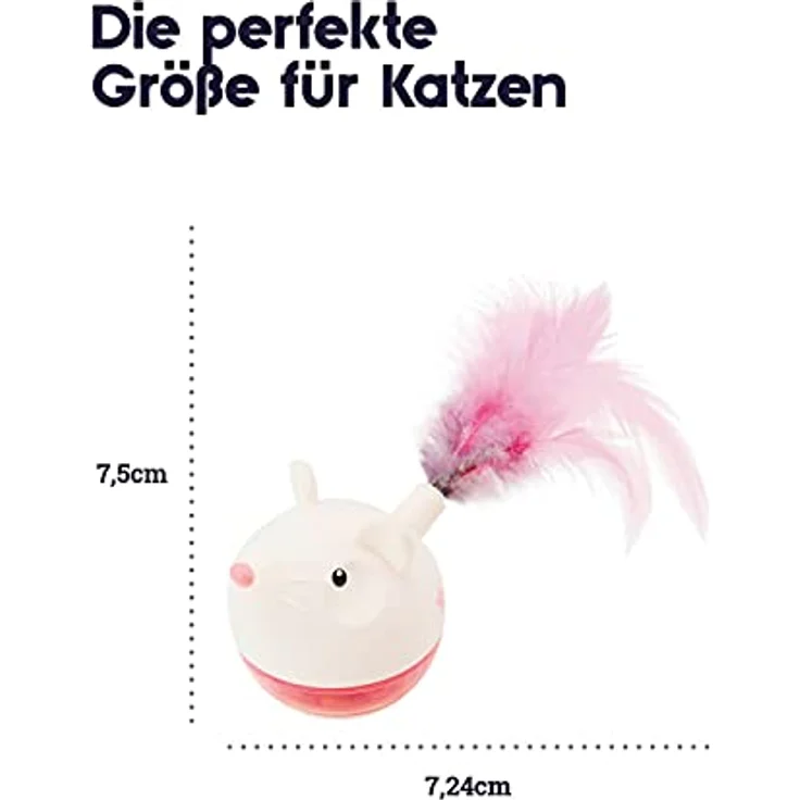 Catstages Petstages Hunt 'N Swat Treat Tumbler, Katzenspielzeug mit anpassbarem Leckerli-Ausgabeloch und Federn – Bild 5