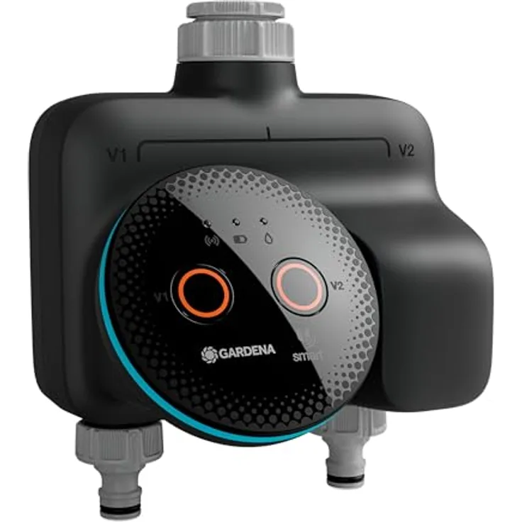 Gardena smart Dual Water Control, Bewässerungssteuerung für zwei unabhängige Gartenbereiche, Smart Home Integration, datengestützte Automatisierung, hochwertige Ventiltechnik