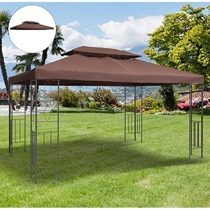 Ersatzdach für Metall-Gartenpavillon 3x4m kaffeebraun - kaffeebraun - Outsunny – Bild 2