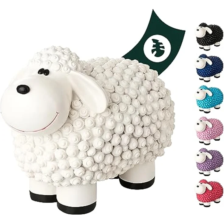 VERDOBA Mini Deko Schaf Molly, wetterfestes Gartentier aus Kunstharz, weiß, 21 x 12,5 x 16,5 cm – Bild 1