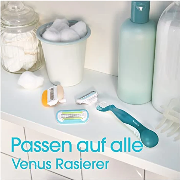 Gillette Venus Smooth, Damenrasierer mit 3-fach Klingen, 2 zusätzliche Rasierklingen, ergonomisches Soft-Grip-Handstück, plastikfreie Verpackung – Bild 5