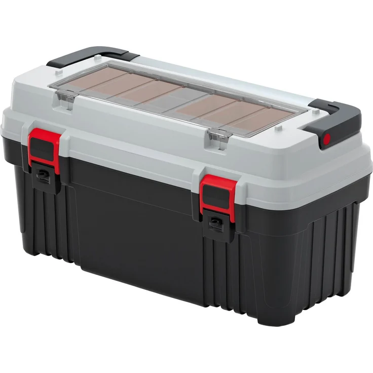 Prosperplast Werkzeugbox OPTIMA, 58,6 x 29,6 x 30,5 cm, schwarz/rot, Kunststoff, montiert – Bild 1