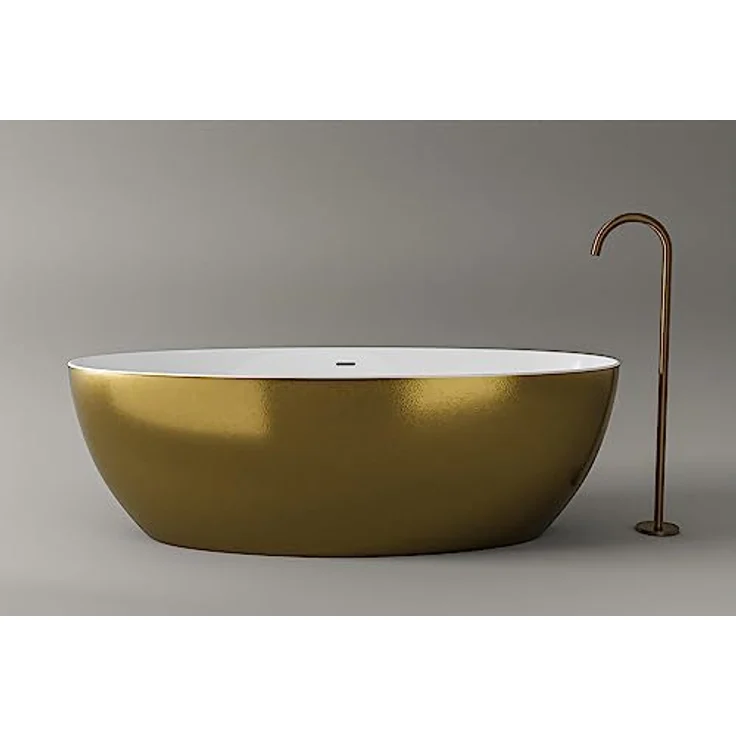 BERNSTEIN Freistehende Badewanne Terra Gold aus Sanitäracryl mit Doppelwandiger Konstruktion 186 x 88 x 60 cm - 5 Jahre Garantie - Acryl-Wanne – Bild 4