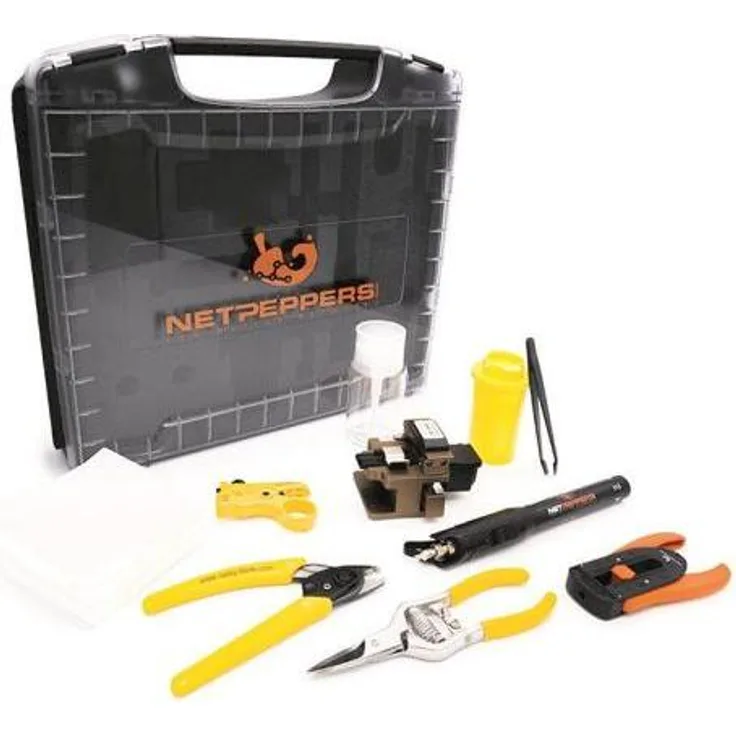 Netpeppers NETP LWL Werkzeugkoffer NP-FIBER-KIT211, robuster Werkzeugkoffer für Lichtwellenleiter-Anwendungen, kompakt und langlebig