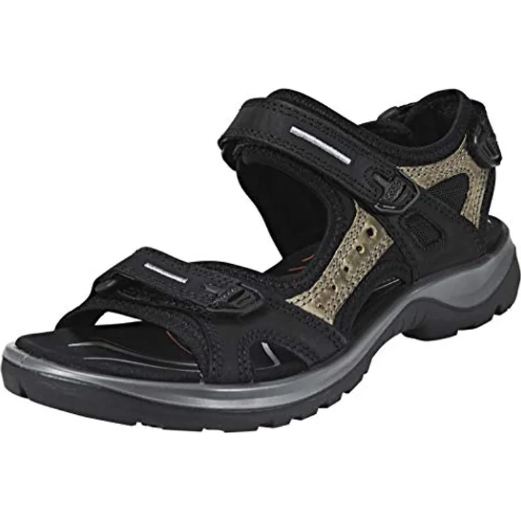 Ecco Offroad Sandals, Damen Sicherheitssandalen mit 3-fach verstellbarem Klettverschluss, Schwarz, Größe 42