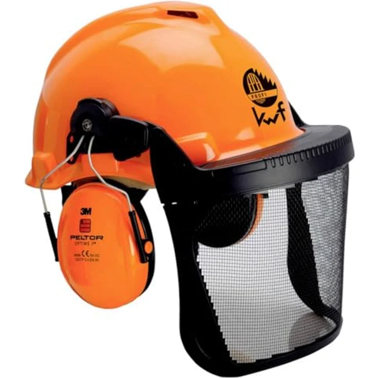 3M G3000 Forstschutzhelm, orange, mit Netzvisier und Kapselgehörschutz für Kopf-, Gesicht- und Gehörschutz – Bild 2