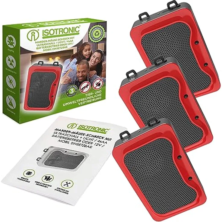 ISOTRONIC Marderschreck Blitz mit Licht/LED Blitzlichtfunktion und Ultraschall für Haus, Garage und Dachboden - Neu: Sensor-Schalter - vertreibt Marder, Mäuse, Ratten Siebenschläfer (3)