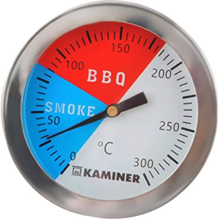 Grillthermometer Analog Bimetall Edelstahl bis 300°C Grill Smoker BBQ Räuchern 1881
