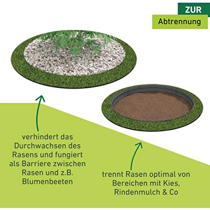 Windhager Rasen- und Gestaltungskante aus Kunstsoff, Beetumrandung, Beeteinfassung, Mähkante, elastisch, 8 m x 12,5 cm, 06099 – Bild 3