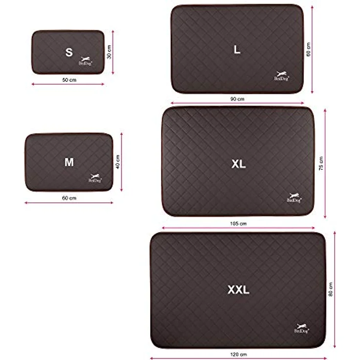 BedDog® Gesteppte Hundematte Nelly - Komfortables Hundekissen, langlebige Haustier-Unterlage aus Kunstleder, Hundebett, M (60x40cm), Mocca, braun – Bild 3