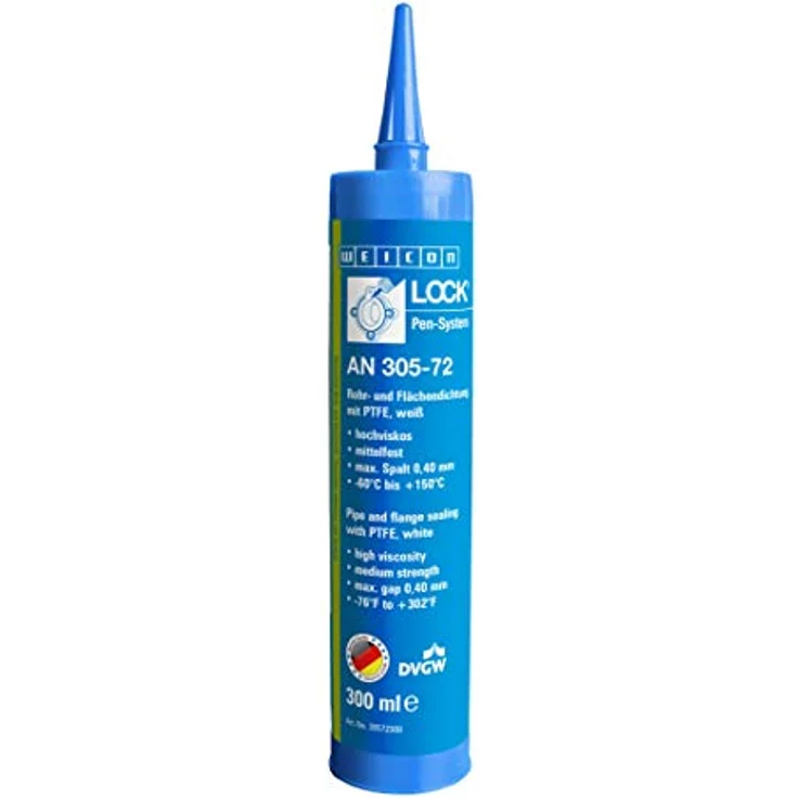 WEICON WEICONLOCK AN 305-72, 300 ml Kartusche, Rohr- und Flächendichtung mit PTFE, DVGW-geprüft, sofortige Dichtwirkung – Bild 1