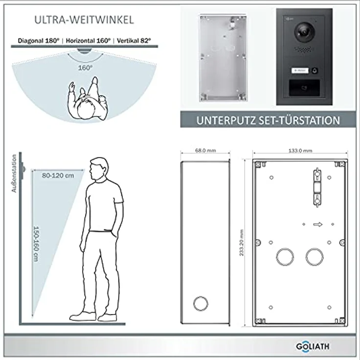 Goliath Intercom Video-Türsprechanlage Goliath 2-Draht BUS, HD Kamerasystem für 2-Familienhaus, RFID, anthrazit, mit App-Steuerung und Interkom-Funktion – Bild 2