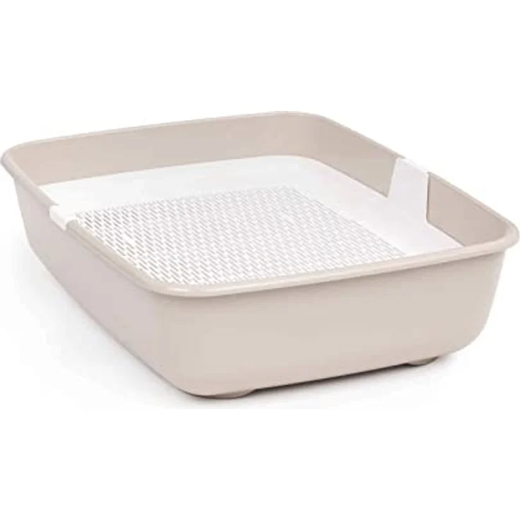 Katzentoilette mit Reinigungssieb Katzenstreu Schalentoilette Katzenklo Groß Beige – Bild 1