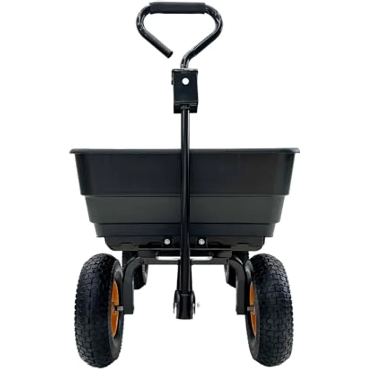 Westmann Prakta M Gartenwagen, Kunststoffkarre mit Kippfunktion, 125 L Volumen, 300 kg Tragkraft, Luftreifen & Zugstange – Bild 4