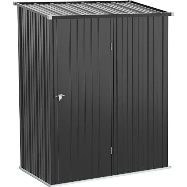 Outsunny Gerätehaus mit Pultdach 1,34 m² Gartenhaus Geräteschuppen Abschließbarer Geräteschrank verzinkter Stahl Schwarz 161,5 x 94,5 x 196 cm – Bild 1