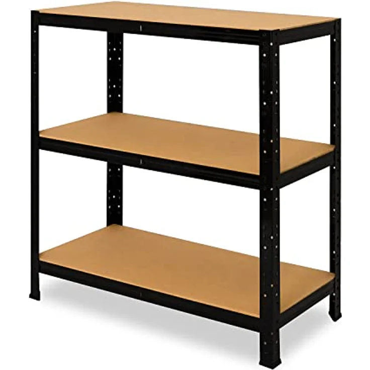 shelfplaza® 90x90x60cm Black Schwerlastregal schwarz/Metallregal schwarz 3 Böden à 175kg Tragkraft/Lagerregal schwarz Regal Keller Haushaltsregal schwarz/Metall Regal schwarz Metall stehend – Bild 5