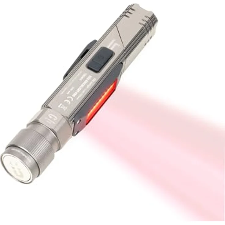 TROIKA ECO KNICKLICHT PRO, multifunktionale Taschenlampe mit 5 Leuchtfunktionen, bis 90° abknickbar, titanfarben, USB-Ladefunktion – Bild 4