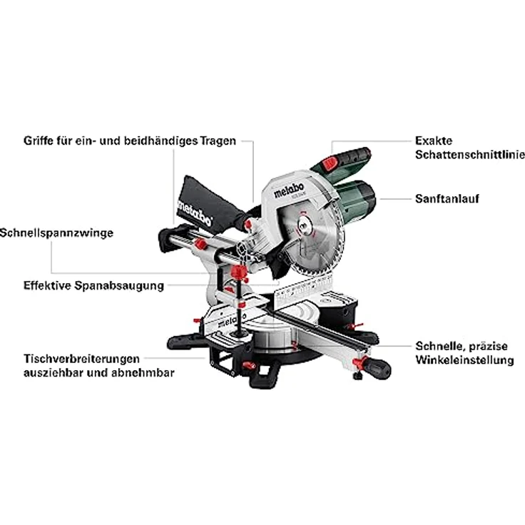 Metabo KGS 254 M Kappsäge (Karton mit Zugfunktion, Klasse M, Säge, robuste Bauweise, mit Sanftanlauf) 613254000 – Bild 5