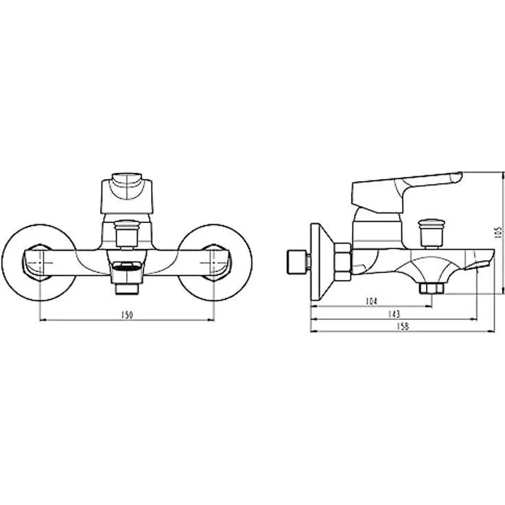 Schütte Badewannenarmatur Vico, hochglanzverchromt, Einhand-Bedienung mit Umsteller für Handbrause und Wannenauslauf, G 1/2 Anschluss, geräuscharme Kartusche – Bild 2