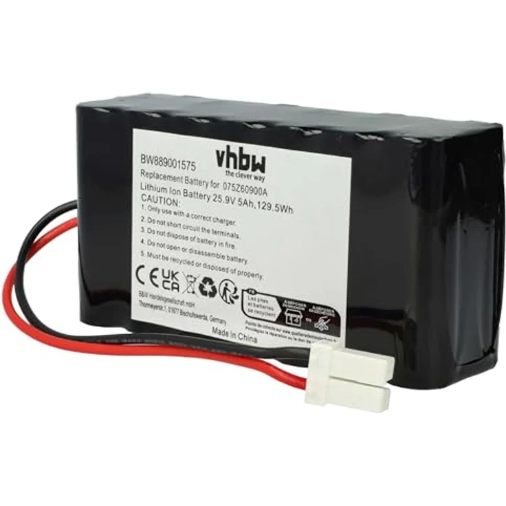 vhbw Akku Ersatz für Ambrogio 050Z36600A, 050Z38600A, 075Z60900A, 5000mAh, 25,9V, Li-Ion, hochkapazitiver Rasenmäherakku – Bild 9