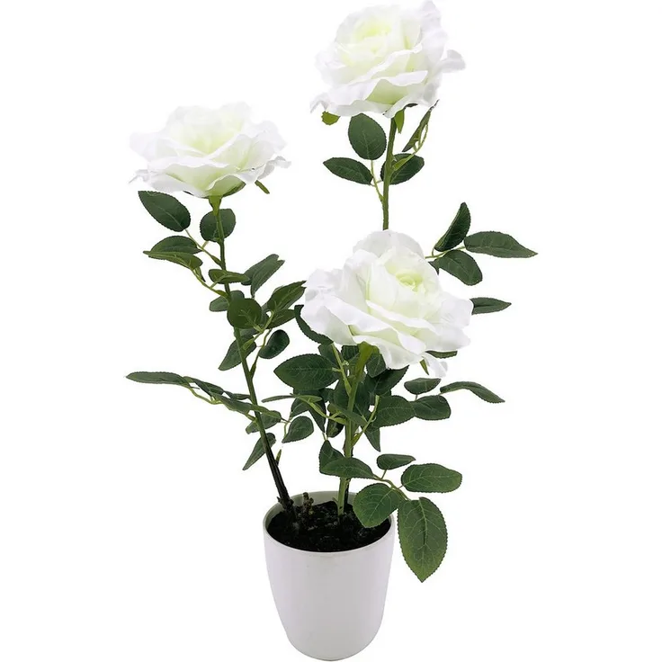 NTK-Collection Kunstblume Rosen im Topf Leilani Rose, 48 cm Höhe, Naturgetreues Kunststoffarrangement, Rosentopf