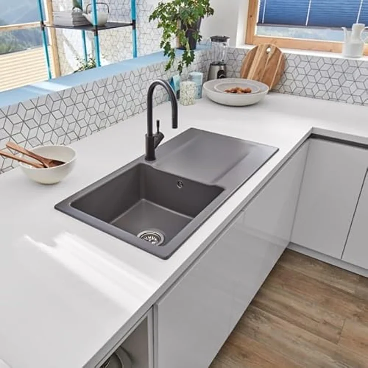Villeroy & Boch Spüle Siluet 60, reversibles Spülbecken aus TitanCeram, crema, für aufliegenden Einbau, Mindestunterschrankbreite 60 cm – Bild 5