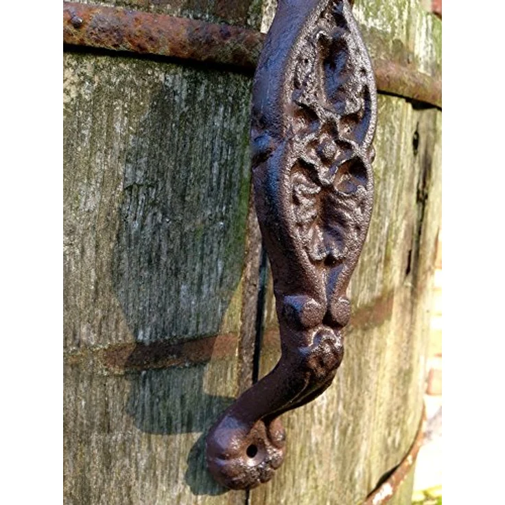 Antikas Türgriff "Bromelie", Gusseisen, rustikal für Gartentor und Stalltür, Höhe 23,5 cm – Bild 2