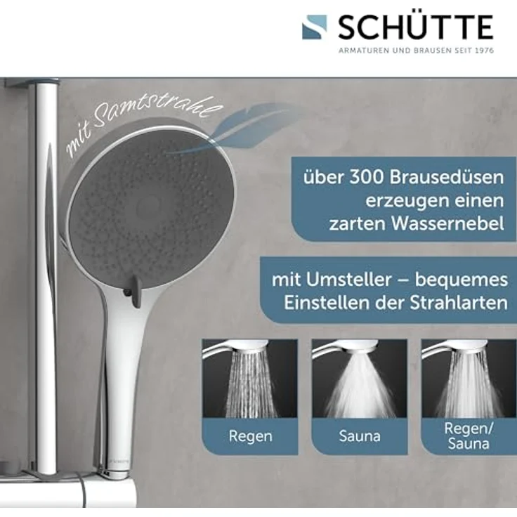 Schütte Brausestangenset 'Capri', verchromt, mit 3 Strahlarten und großem Duschkopf Ø 130 mm – Bild 2