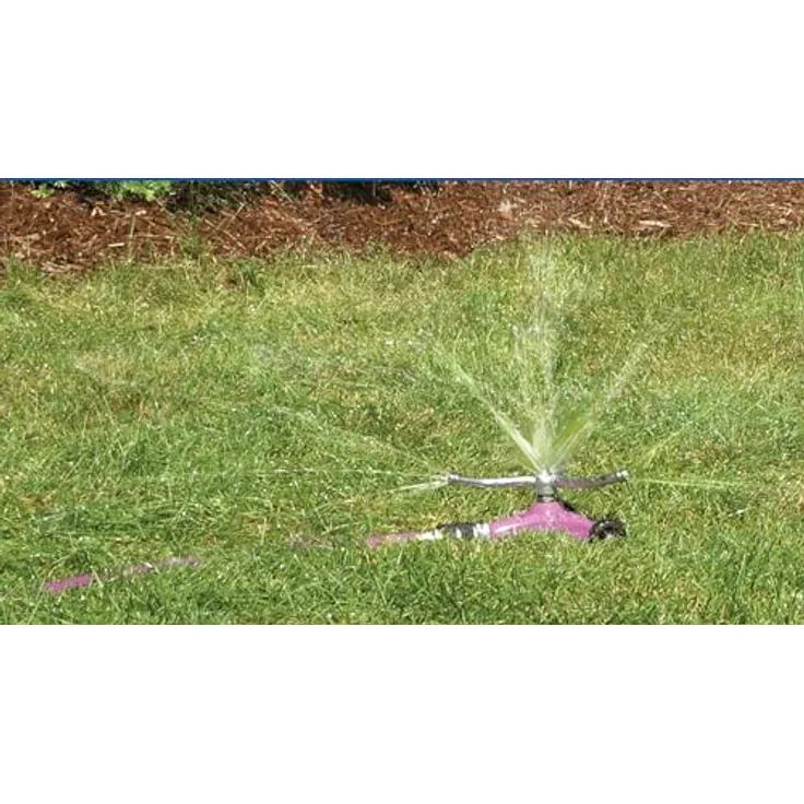 DRAMM 15052 ColorStorm Premium 3-Arm Whirling Sprinkler with Heavy-Duty Metal Wheeled Base, Orange – Bild 2