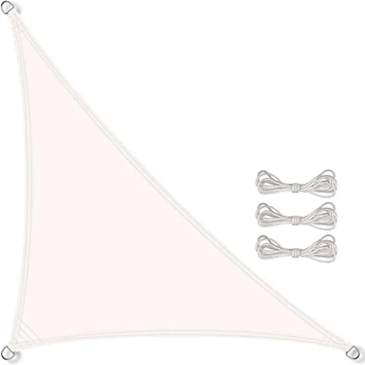 CelinaSun Sonnensegel PES Dreieck rechtwinklig 2,5x2,5x3,5m weiß UPF 50+ Premium Sonnenschutz inkl Befestigungsseile