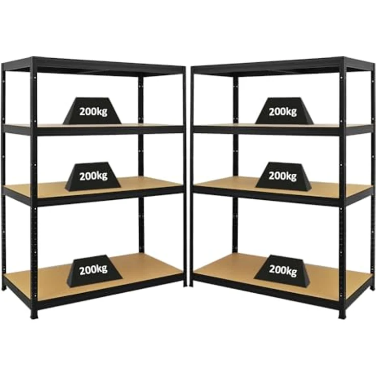Proregal Schwerlastregal Mega Deal Big Elephant, 160 x 120 x 60 cm, Traglast 200 kg pro Boden, 4 Böden, Schwarz – Bild 1