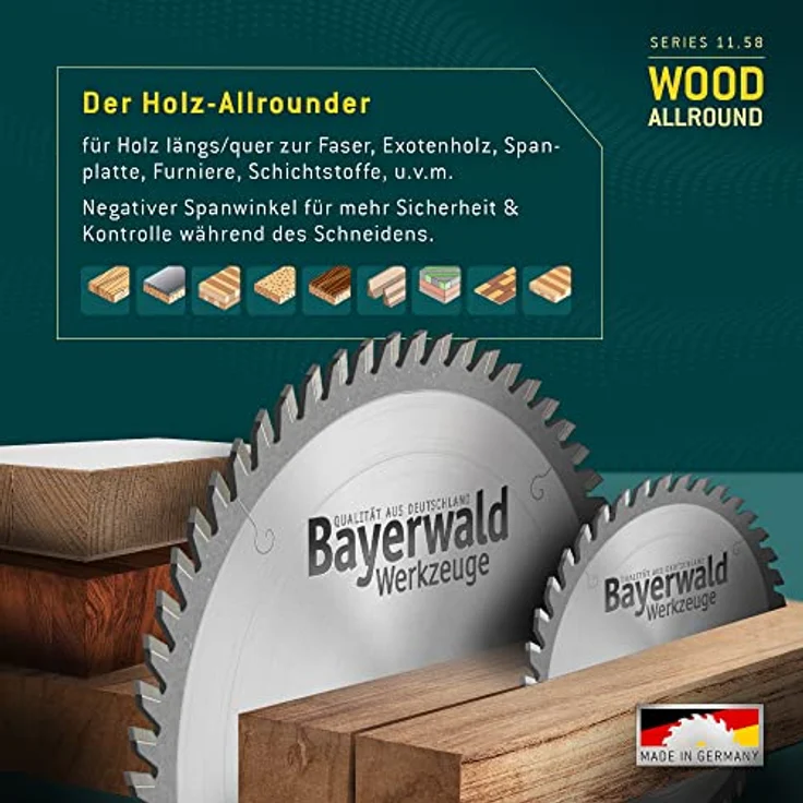 Bayerwald - HM Kreissägeblatt für Holz - Ø 250 mm x 3.0 mm x 32 mm | WZ negativ (48 Zähne) | für Kapp- & Gehrungssägen – Bild 3
