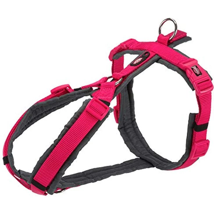 TRIXIE New Premium Trekking Geschirr, S-M: 44-53cm/20mm, Fuchsia/Graphit, Hund – Bild 1