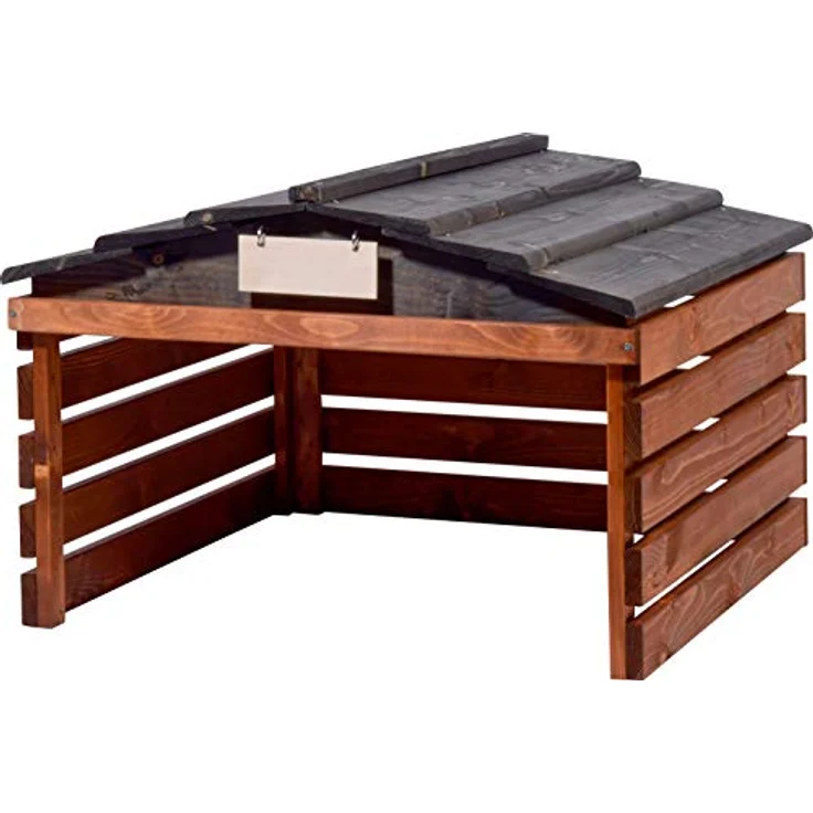 dobar 56193e Mährobotergarage mit abnehmbarem Dach - Rasenroboter Unterstand Massivholz - Rasenmäher Garage - Automower Überdachung - 78,5 x 74 x 52,5 cm - Braun/Schwarz – Bild 1