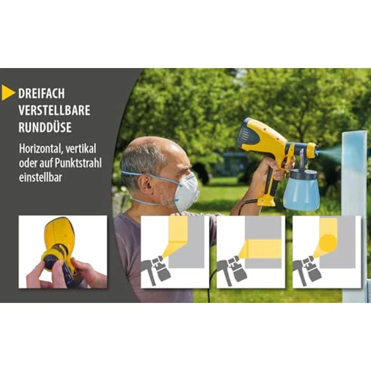 Wagner Farbsprühgerät W 100 für Lacke, Lasuren im Innen- und Außenbereich, 5 m²-12 min, Behälter 800 ml, 280 W – Bild 3