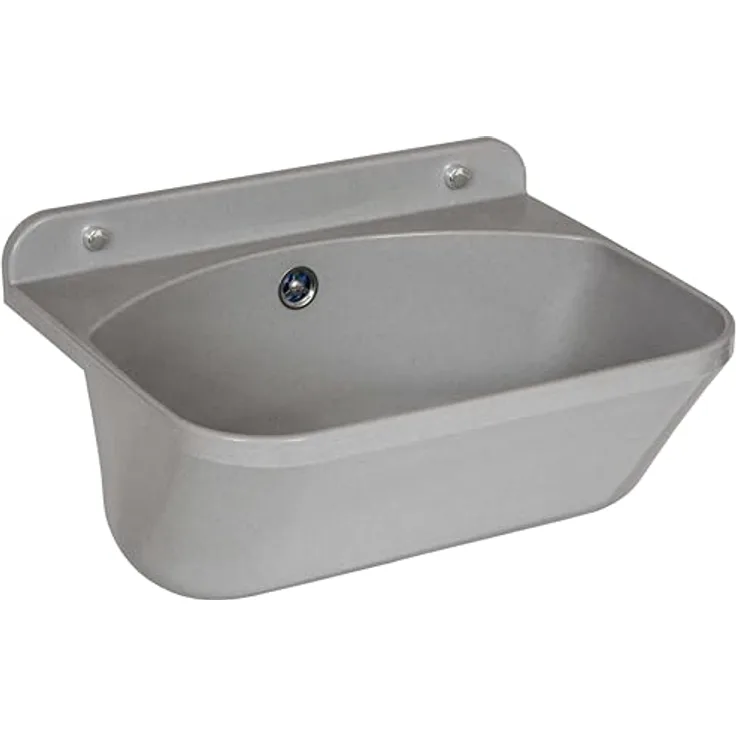 ADGO Waschbecken Waschküche Haushaltsspüle Wäschespüle Grau 46x36x20 cm Polystyrol Solide, Widerstandsfähig inkl. Siphon