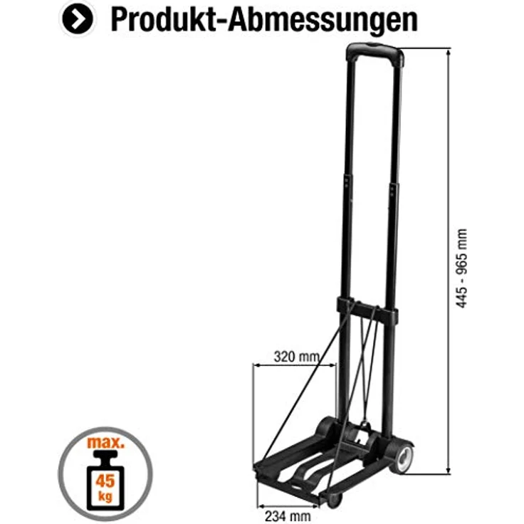 Meister Sackkarre Mini - Klappbar - Bis 45 kg Tragkraft - Höhenverstellbar - Stapelkarre für Getränkekisten - Transportkarre mit höhenverstellbarem Griff - Transporthilfe mit Metallrahmen - 8985730 - Preisvergleich – Bild 2