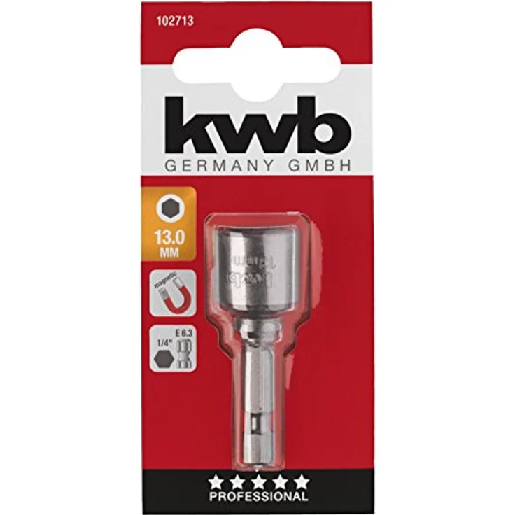 KWB Steckschlüsseleinsatz 13 mm, Sechskant, magnetisch, aus Chrom Vanadium-Stahl S2, geeignet für Akkuschrauber und Bohrmaschinen – Bild 2