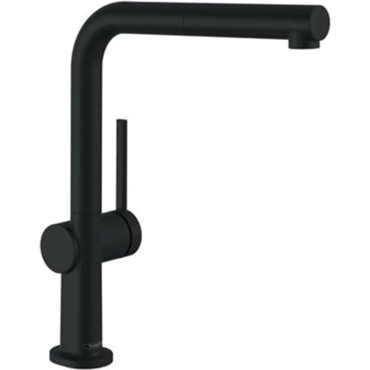 hansgrohe Talis M54 Einhebelküchenmischer, 270 Ausziehauslauf, Mattschwarz, mit Temperatureinstellung und schwenkbarem L-Auslauf – Bild 1