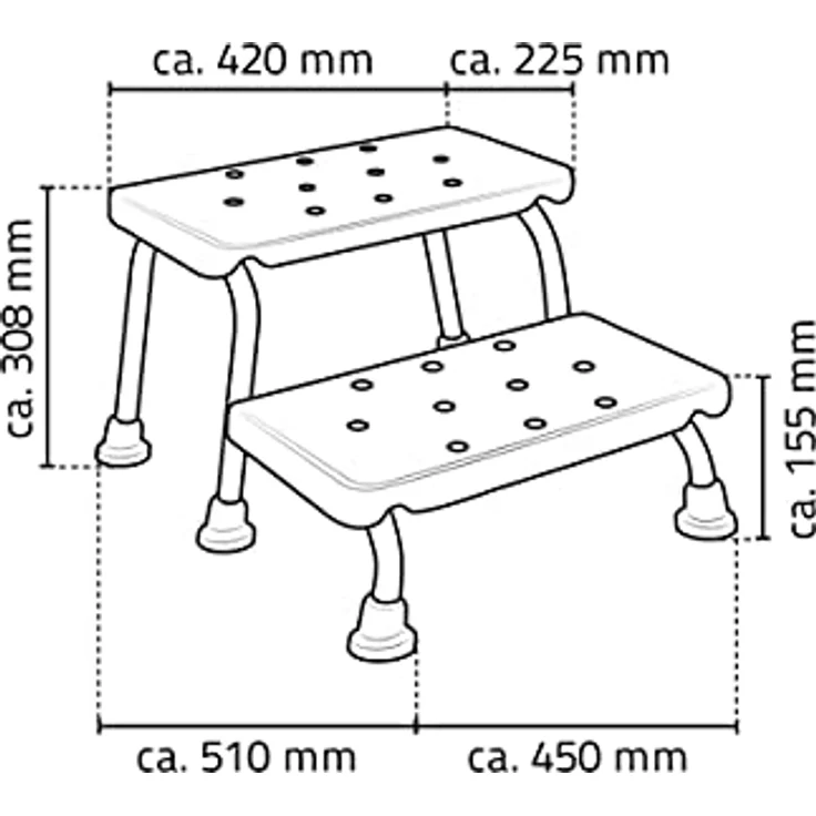 RIDDER Assistent A0102001 Zweistufenschemel, Schemel, Badschemel, Tritt, weiß, ca. 45 x 51 x 30,8 cm – Bild 4